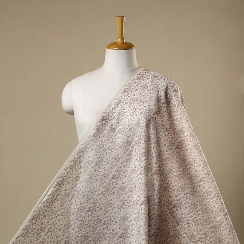 Beige - chanderi silk sanganeri fabric 10 - handcrafted