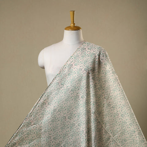 Beige - chanderi silk sanganeri fabric 12 - handcrafted