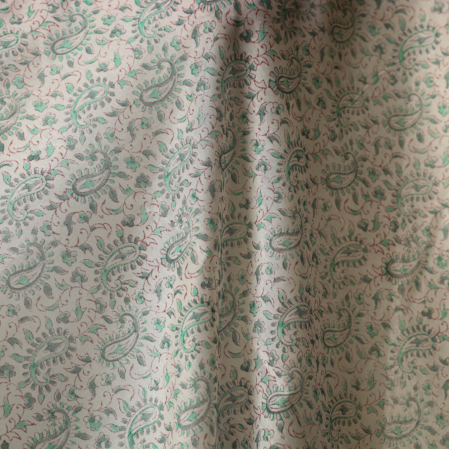 Beige - chanderi silk sanganeri fabric 12 - handcrafted