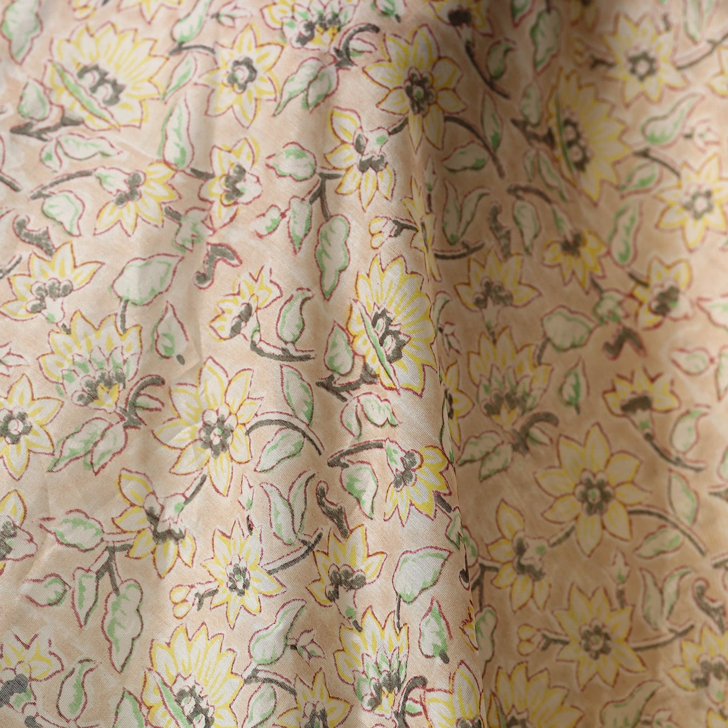 Beige - chanderi silk sanganeri fabric 14 - handcrafted