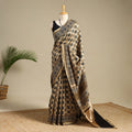 Beige Chanderi Silk Block Print Ajrakh Saree