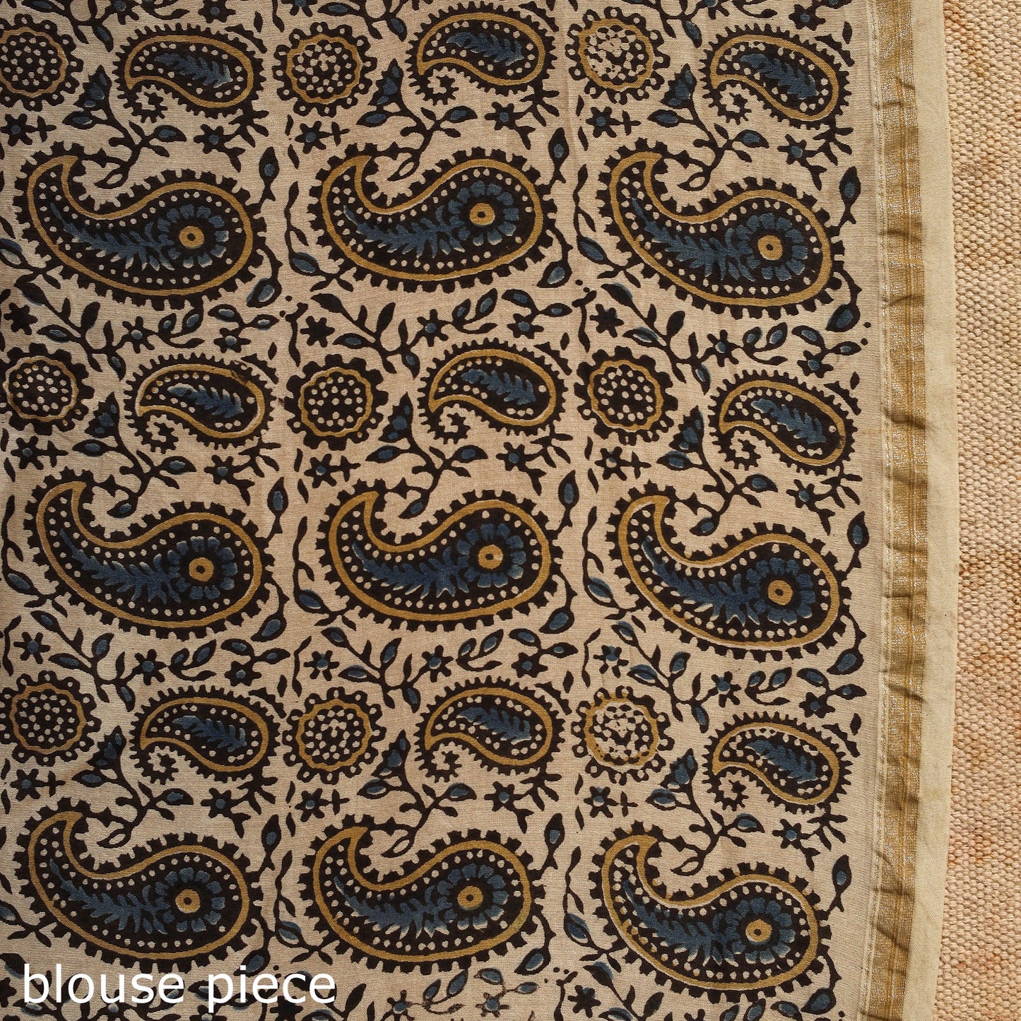 Beige Chanderi Silk Block Print Ajrakh Saree