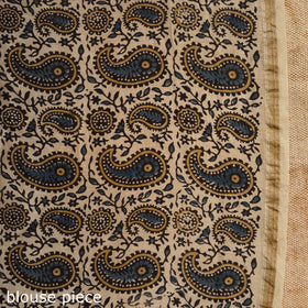 Beige Chanderi Silk Block Print Ajrakh Saree