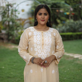 Buy Chikankari Hand Embroidered Cotton Long Kurta for Women