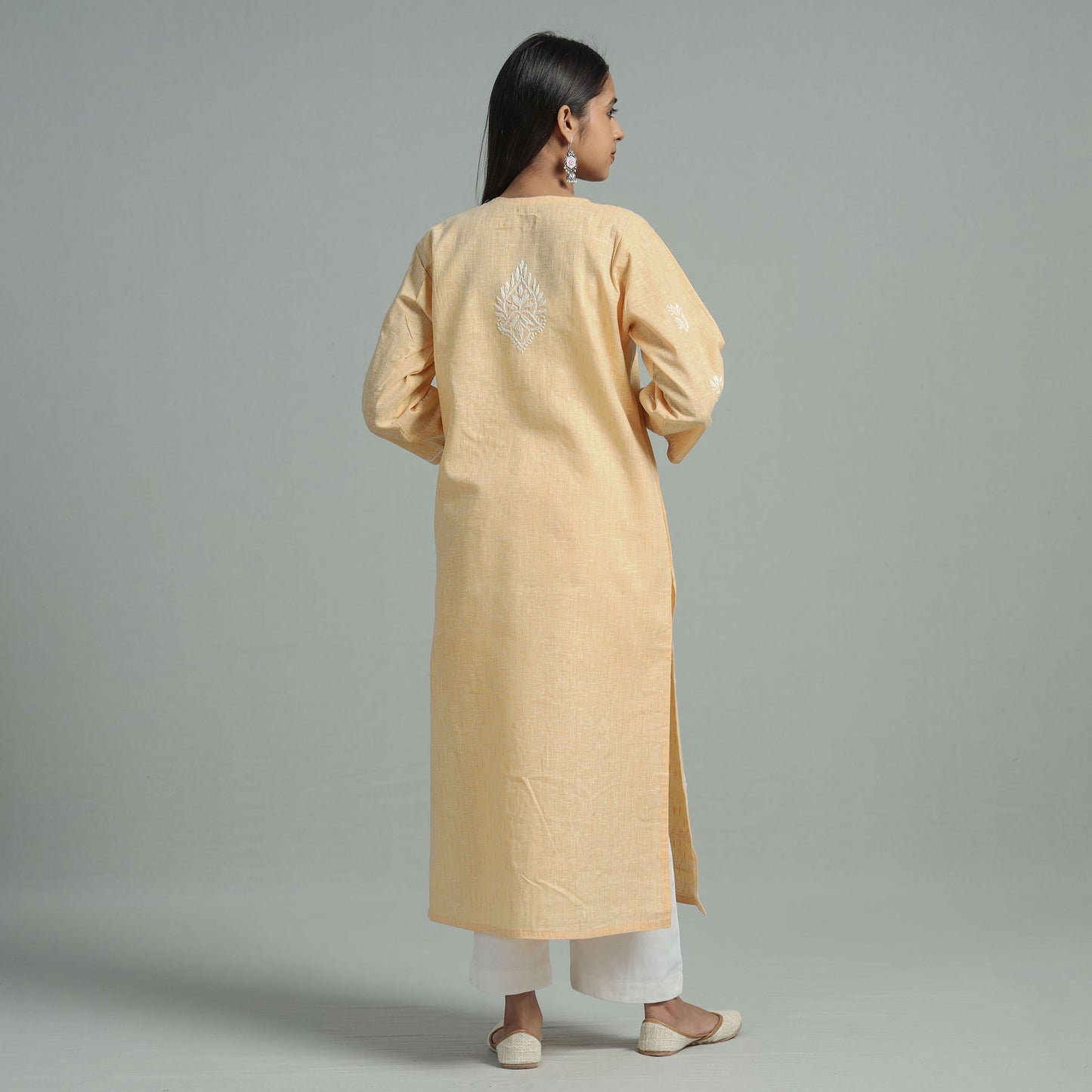  Chikankari Hand Embroidered Cotton Long Kurta for Women