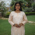 Buy Chikankari Hand Embroidered Cotton Long Kurta for Women