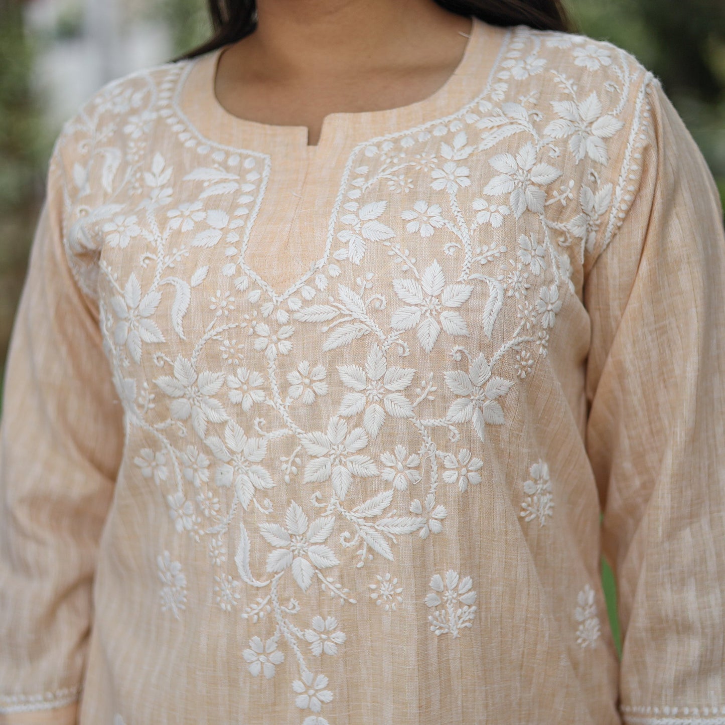 Buy Chikankari Hand Embroidered Cotton Long Kurta for Women