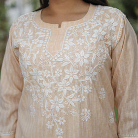 Buy Chikankari Hand Embroidered Cotton Long Kurta for Women