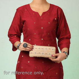 Beige Chikankari Hand Embroidered Tussar Silk Wallet