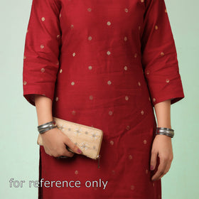 Beige Chikankari Hand Embroidered Tussar Silk Wallet