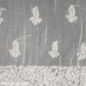 Beige Chikankari with Parsi Style Embroidery Cotton Kurta Material