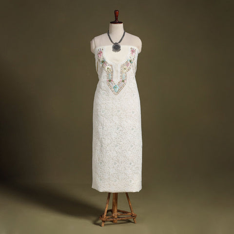 Chikankari with Parsi Style Embroidery Cotton Kurta Material