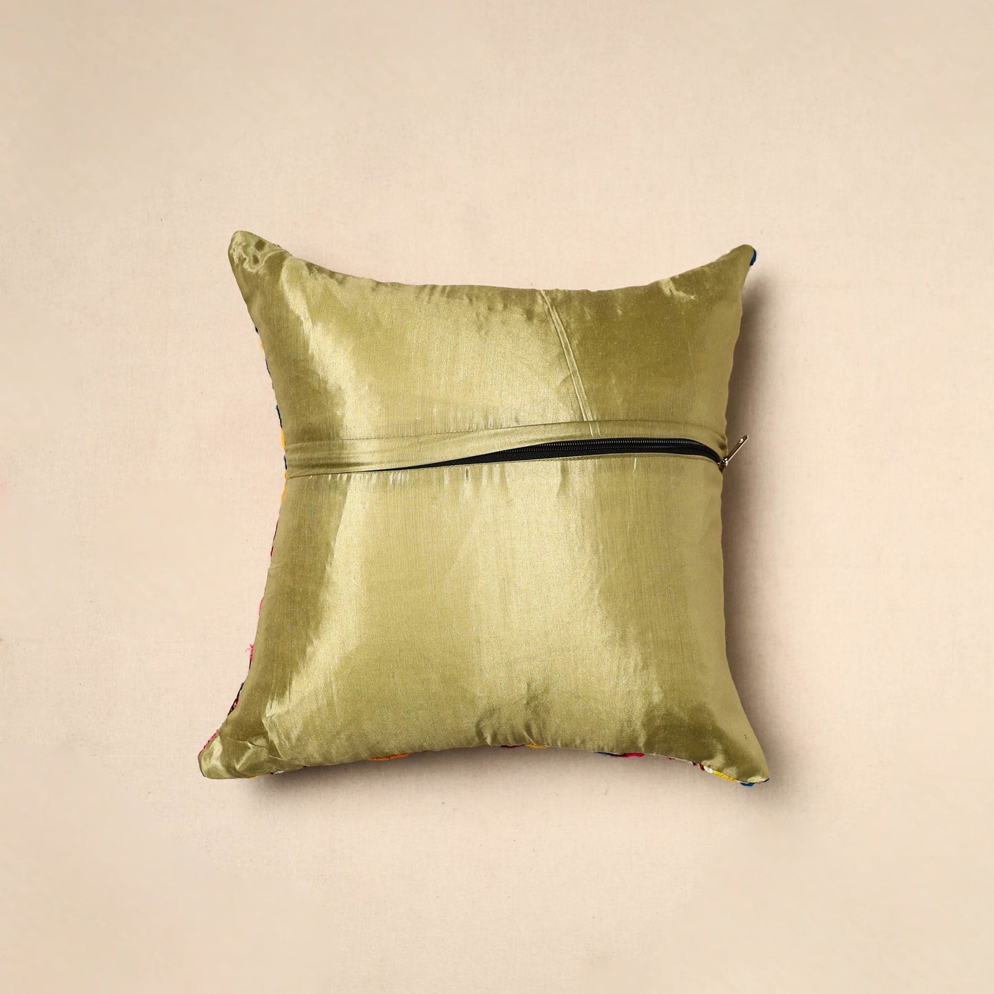  Beige Chinon Phulkari Embroidered Cushion Cover