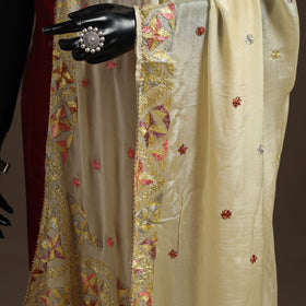 Chinon silk hand embroidered phulkari dupatta 01