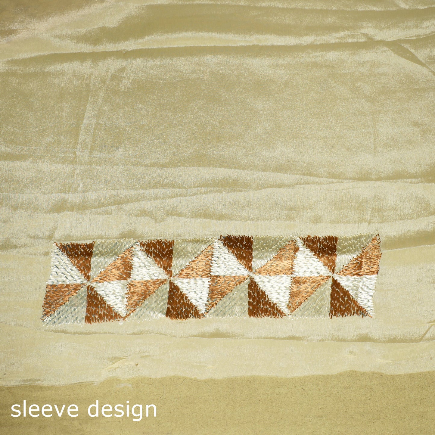 Beige - chinon silk hand embroidery phulkari saree 07