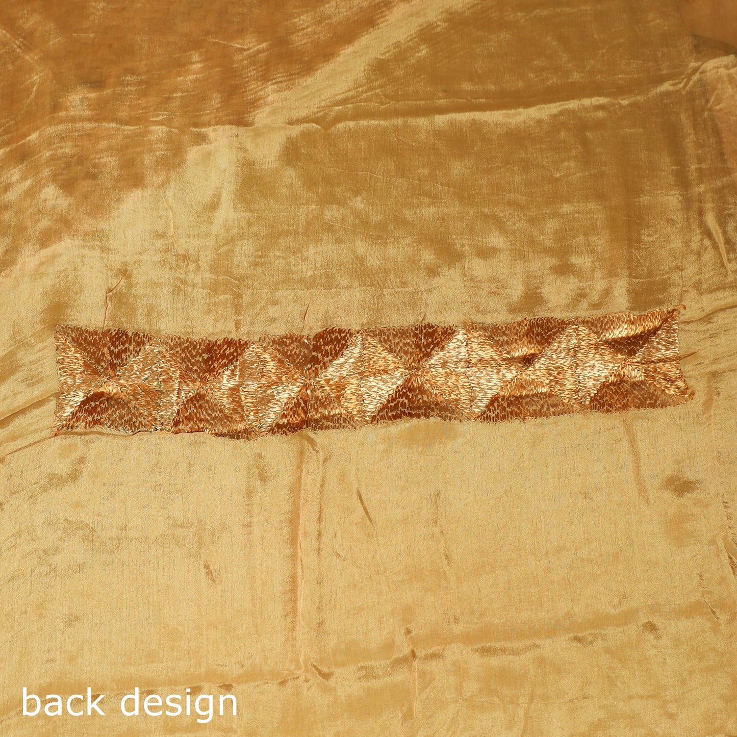 Beige - chinon silk hand embroidery phulkari saree 12