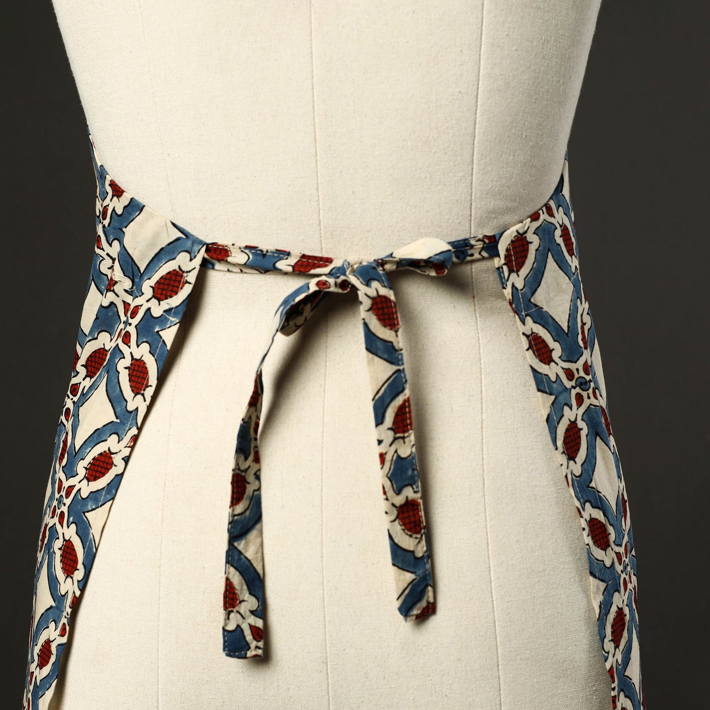 Beige - cotton apron with pocket 46 - handcrafted