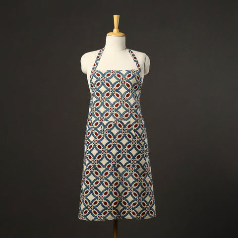 Beige - cotton apron with pocket 46 - handcrafted