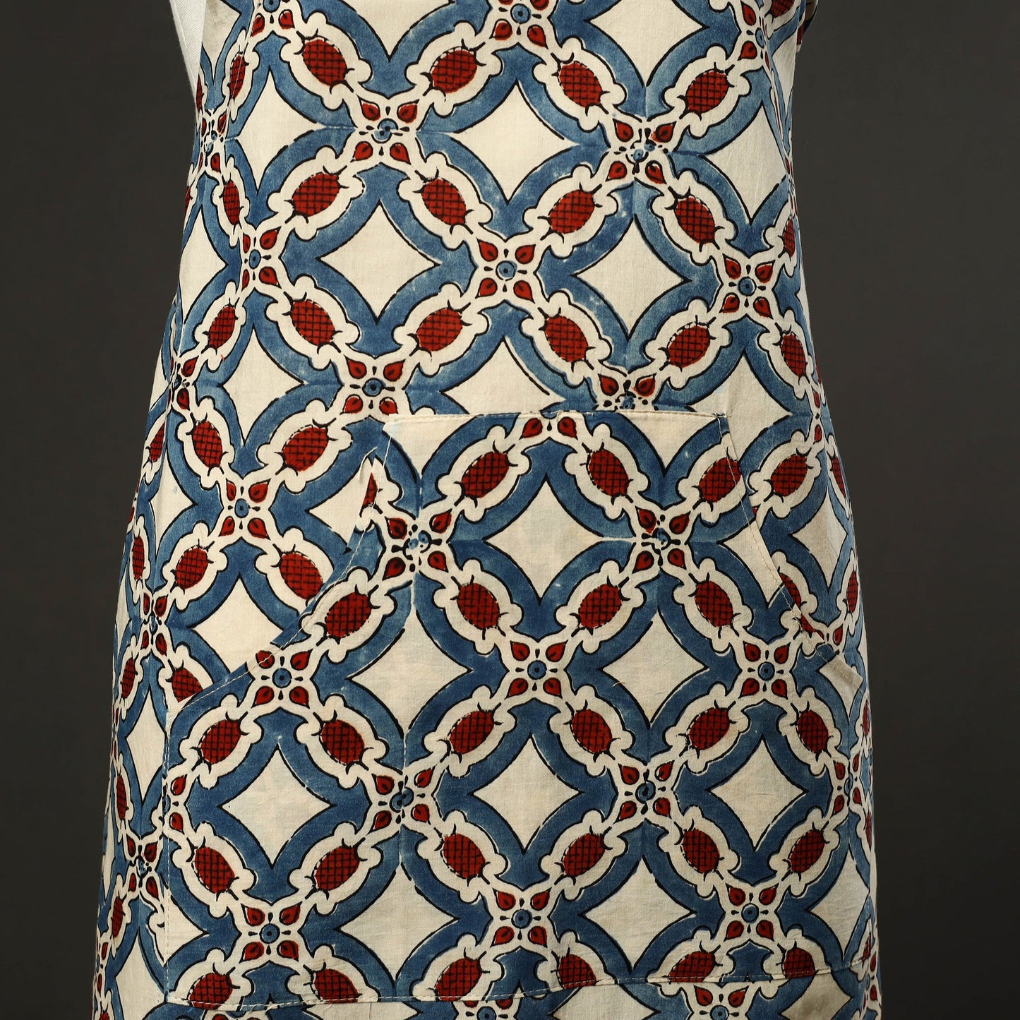 Beige - cotton apron with pocket 46 - handcrafted