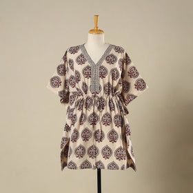 Beige - cotton bagh kaftan with tie-up waist (medium) 04