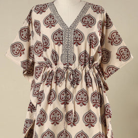 Beige - cotton bagh kaftan with tie-up waist (medium) 04