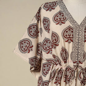 Beige - cotton bagh kaftan with tie-up waist (medium) 04