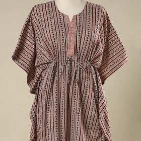 Beige - cotton bagh kaftan with tie-up waist (medium) 10