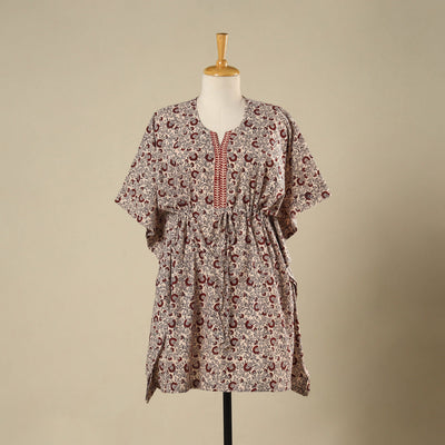 Beige - cotton bagh kaftan with tie-up waist (medium) 24