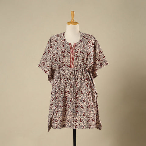 Beige - cotton bagh kaftan with tie-up waist (medium) 24