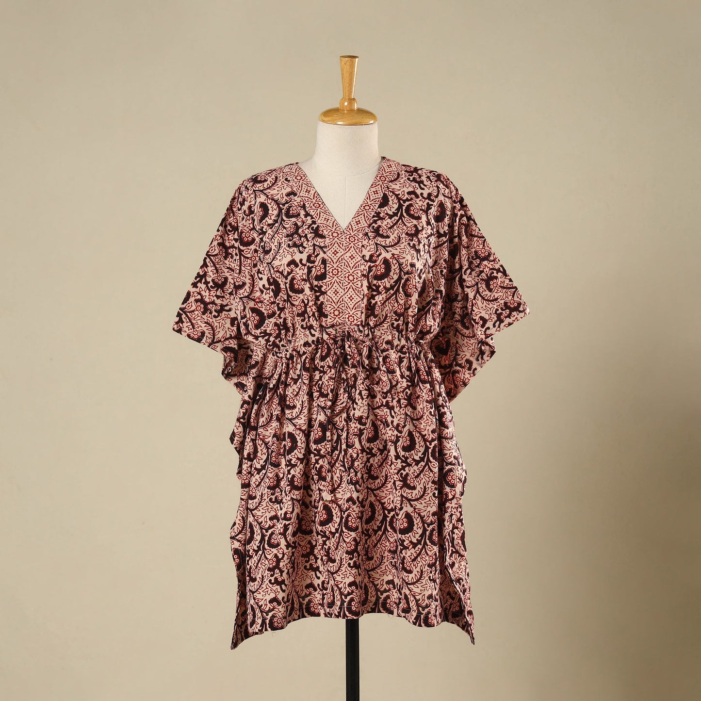 Beige - cotton bagh kaftan with tie-up waist (medium) 25