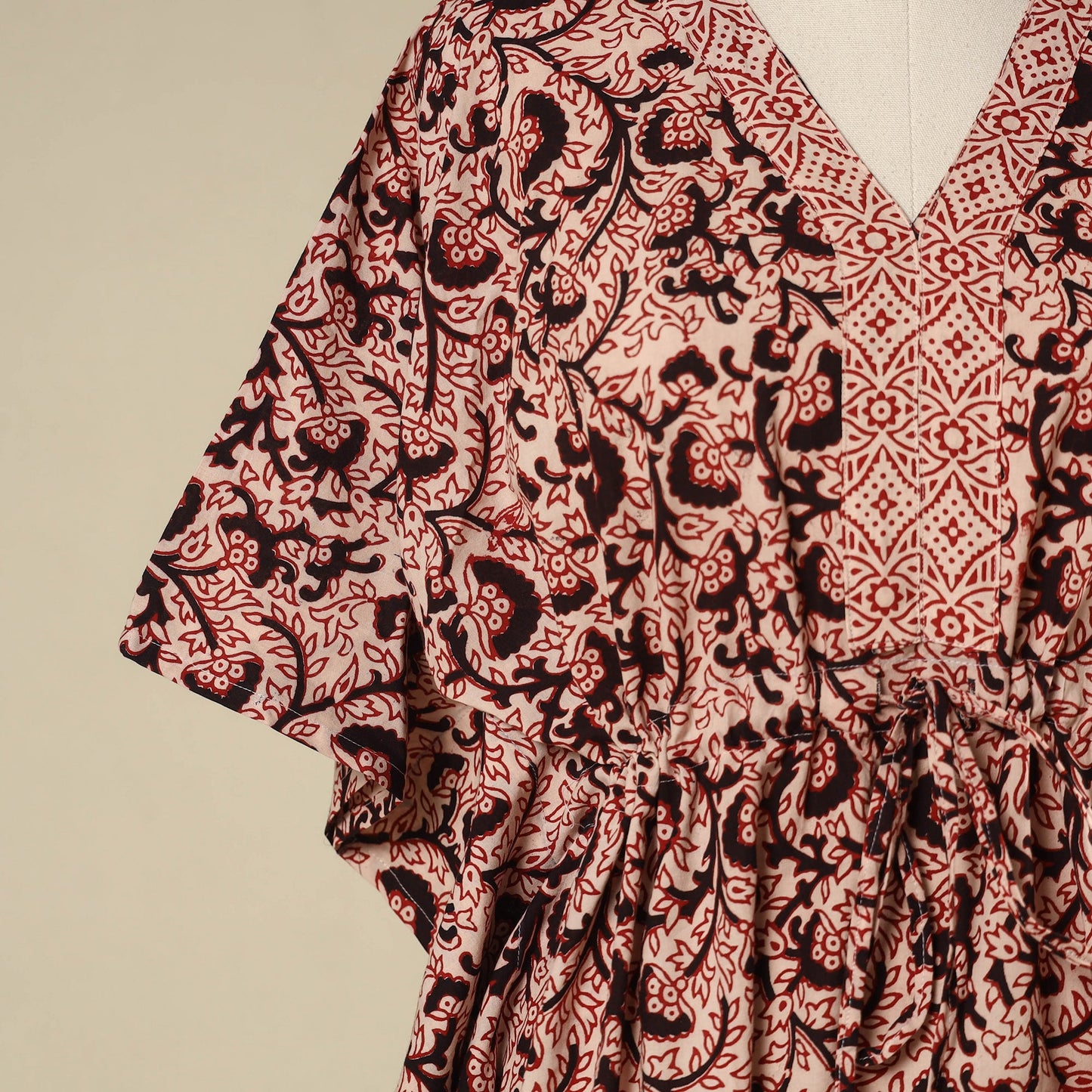 Beige - cotton bagh kaftan with tie-up waist (medium) 25