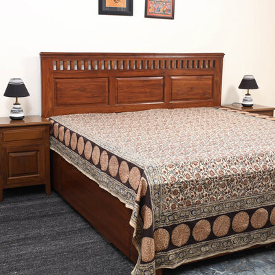 Block Print Cotton Double Pedana Kalamkari Bed Sheet