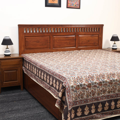 Block Print Cotton Double Pedana Kalamkari Bed Sheet
