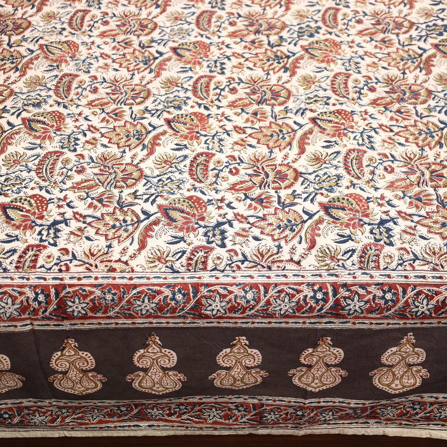 Block Print Cotton Double Pedana Kalamkari Bed Sheet