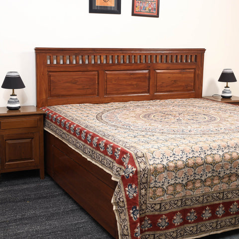 Buy Pedana Kalamkari Block Printed Cotton Double Bed Cover (111 x 91 in) 21 Online at iTokri.com