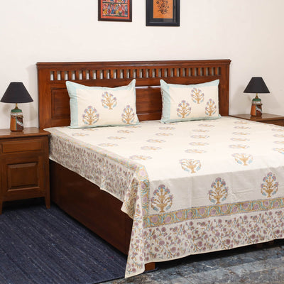 Cotton double sanganeri bed sheet set (108 x 90 in) 11