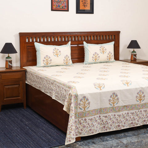 Cotton double sanganeri bed sheet set (108 x 90 in) 11