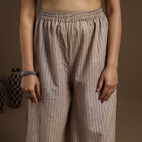  Cotton Beige Flared Jacquard Palazzo