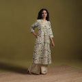 Cotton hand batik embroidered a-line kurta for women 06
