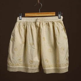 Buy Beige Cotton Hand Embroidery Chikankari Short