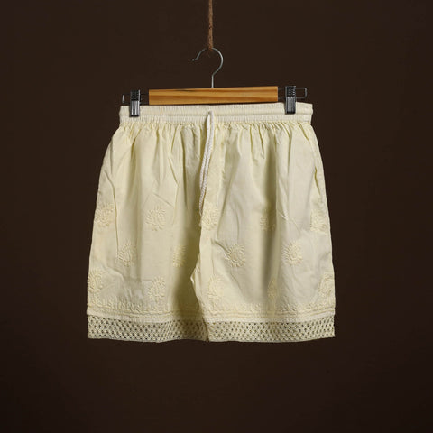 Buy Beige Cotton Hand Embroidery Chikankari Short