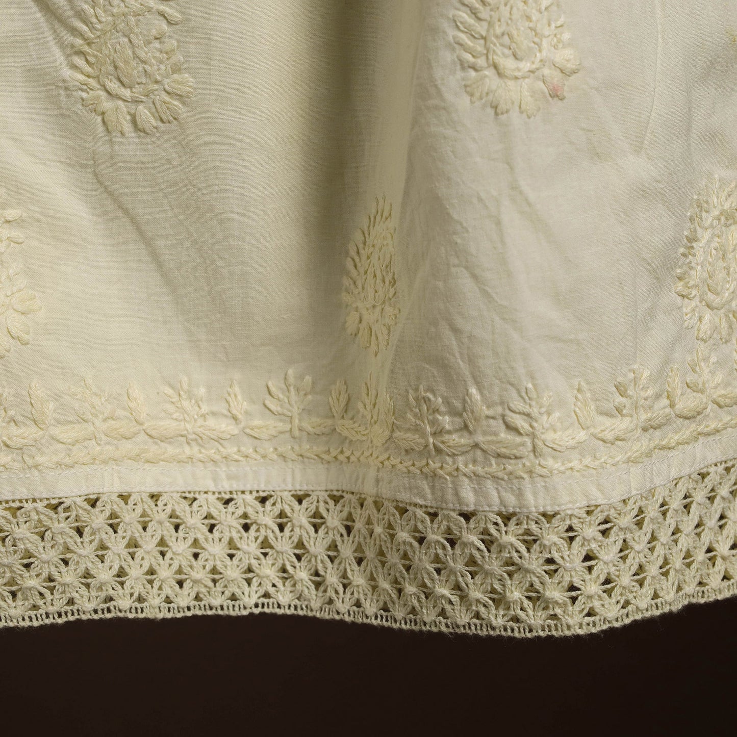 Buy Beige Cotton Hand Embroidery Chikankari Short