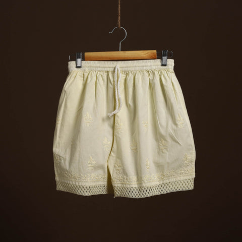 Beige - cotton hand embroidery chikankari short 16