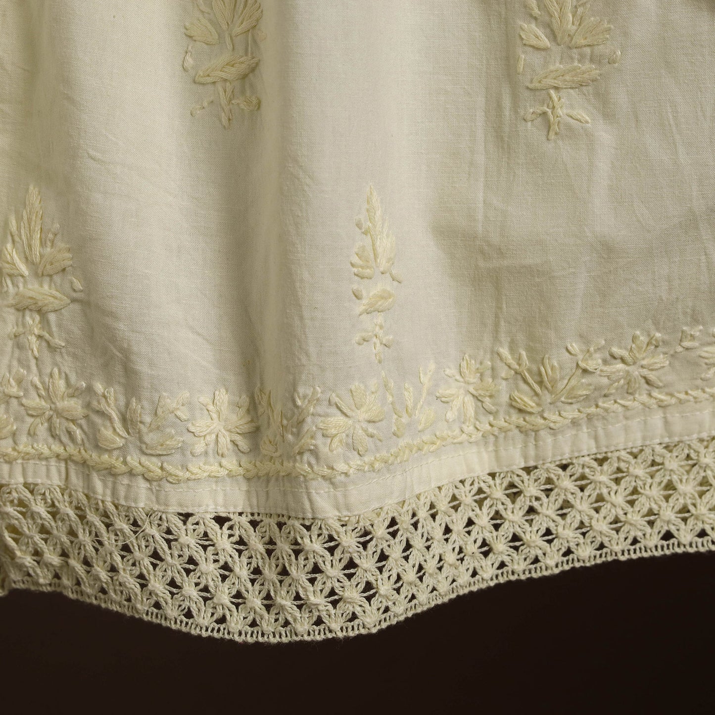 Beige - cotton hand embroidery chikankari short 16