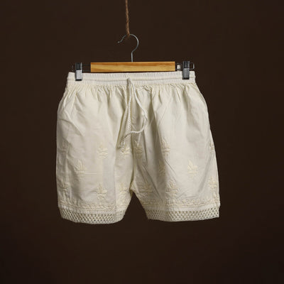 Buy Beige Cotton Hand Embroidery Chikankari Short