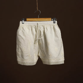 Buy Beige Cotton Hand Embroidery Chikankari Short