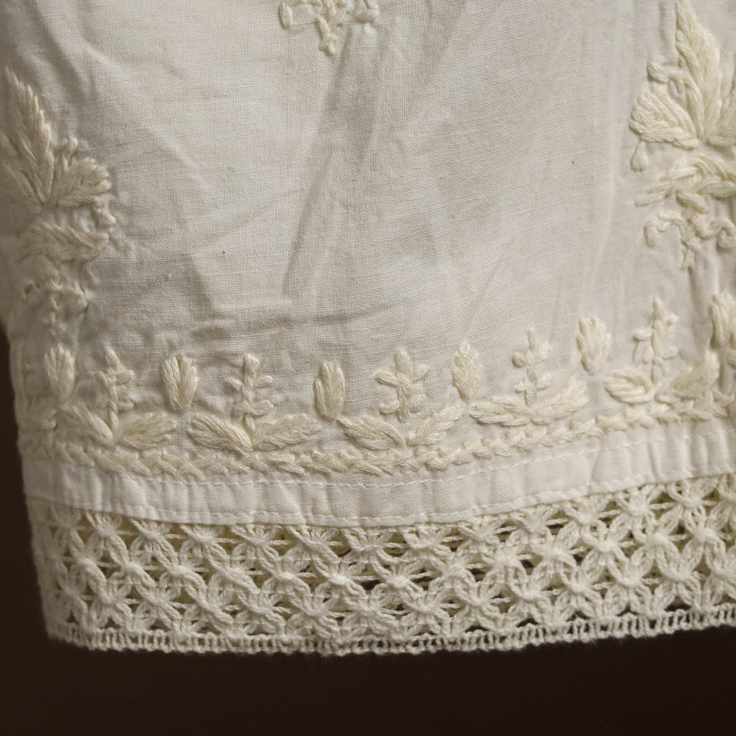 Buy Beige Cotton Hand Embroidery Chikankari Short
