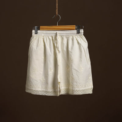 Beige Cotton Hand Embroidery Chikankari Short