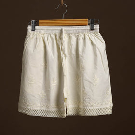  Beige Cotton Hand Embroidery Chikankari Short