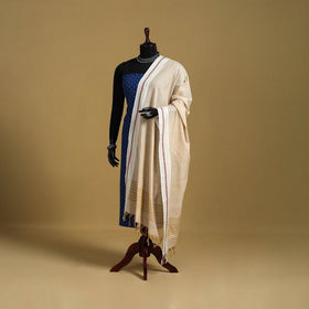 Beige - cotton jacquard dupatta with thread border 37